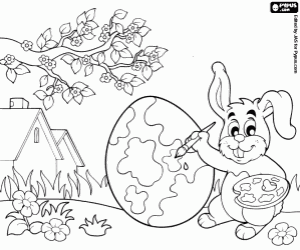 Coloriage Un lapin à préparer les Pâques