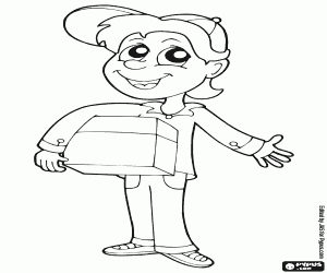 Coloriage Un livreur avec le paquet