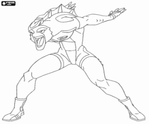 Coloriage Un lézard, footballeur galactique