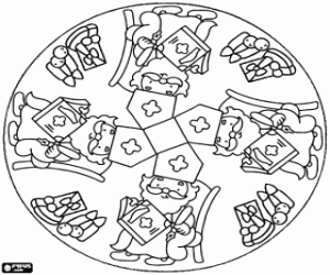 Coloriage Un mandala avec Saint-Nicolas