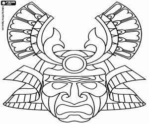Coloriage Un masque classique de samouraï