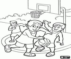 Coloriage Un match de basket-ball entre amis