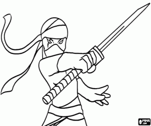 Coloriage Un ninja avec l’épée
