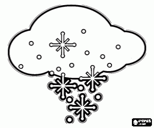Coloriage Un nuage et flocons de neige