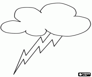 Coloriage Un nuage d'orage avec un éclair