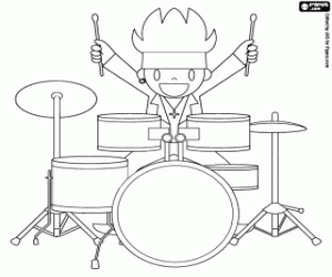 Coloriage Un percussionniste de musique rock