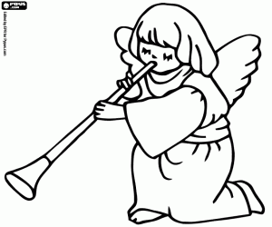 Coloriage Un petit ange qui annonce Jésus