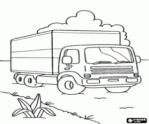 Coloriage Un petit camion fermé