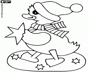 Coloriage Un petit canard avec des étoiles de Noël