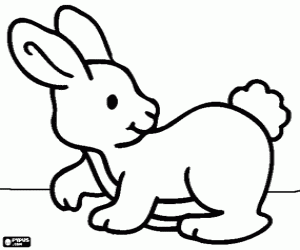 Coloriage Un petit lapin en regardant en arrière