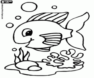 Coloriage Un petit poisson au fond de la mer