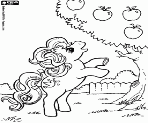Coloriage Un petit poney et la pomme