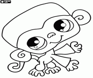 Coloriage Un petit singe, animal de compagnie de LPS