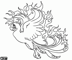 Coloriage Un phénix, un oiseau mythologique