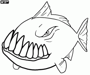 Coloriage Un piranha avec de grandes dents
