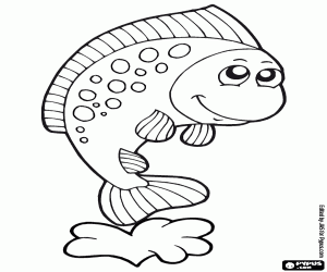 Coloriage Un poisson de rivière sautant