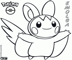 Coloriage Un Pokémon volant, Emolga