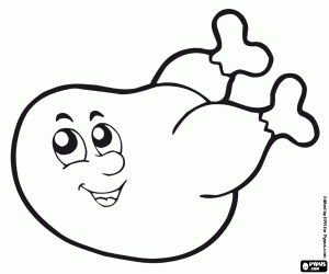 Coloriage Un poulet rôti heureux