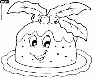 Coloriage Un pudding de Noël souriant