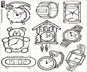 Coloriage Un puzzle de collection de montres