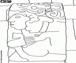 Coloriage Un relief maya, Palenque, Mexique
