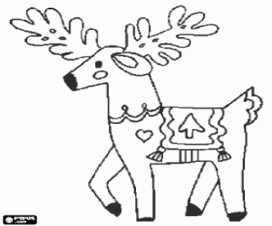 Coloriage Un renne avec des décorations de Noël
