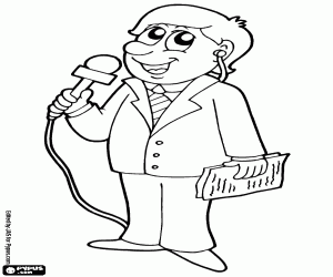 Coloriage Un reporter de la télévision