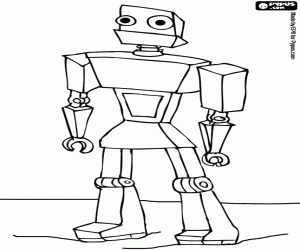 Coloriage Un robot extraterrestre sur une planète