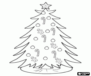 Coloriage Un sapin avec des bonbons de Noël