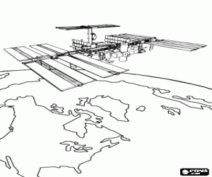 Coloriage Un satellite artificiel en orbite