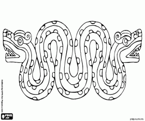 Coloriage Un serpent avec deux têtes aztèque