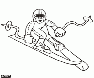 Coloriage Un skieur dans une descente