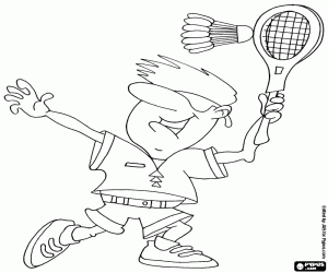 Coloriage Un smash en badminton