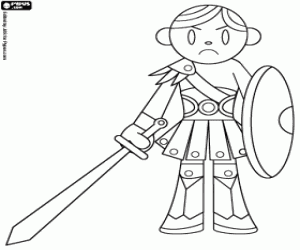 Coloriage Un soldat de l'armée médiévale