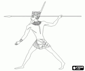 Coloriage Un soldat de l'Égypte antique