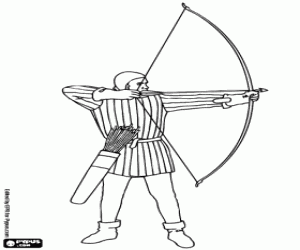 Coloriage Un soldat médiéval avec l'arc