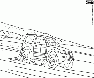 Coloriage Un tout-terrain sur un terrain sablonneux