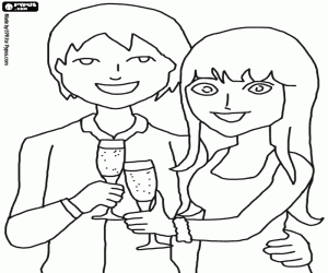 Coloriage Un toast à la fête du Nouvel An