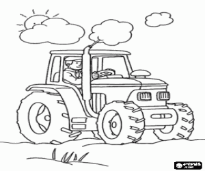 Coloriage Un tracteur, un véhicule de travail