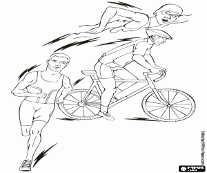 Coloriage Un triathlète dans un triathlon
