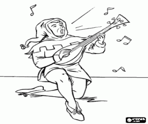 Coloriage Un troubadour médiéval