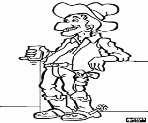 Coloriage Un vieux cow-boy dans le saloon