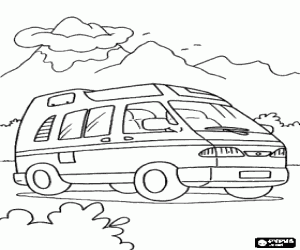 Coloriage Un voyage en minibus