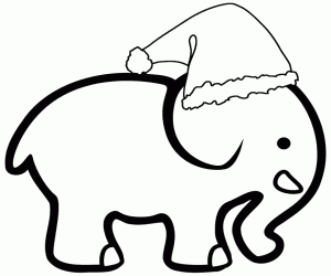 Coloriage Un éléphant avec un chapeau de Noël