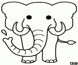 Coloriage Un éléphant, vu de face