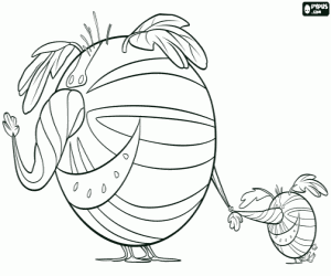 Coloriage Un éléphant de pastèque avec son bébé