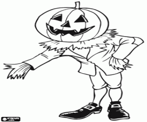 Coloriage Un épouvantail d'Halloween