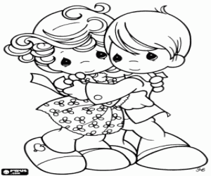 Coloriage Une accolade de Precious Moments