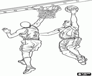Coloriage Une action de jeu de basket-ball
