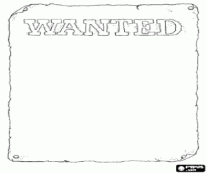 Coloriage Une affiche Wanted en blanc